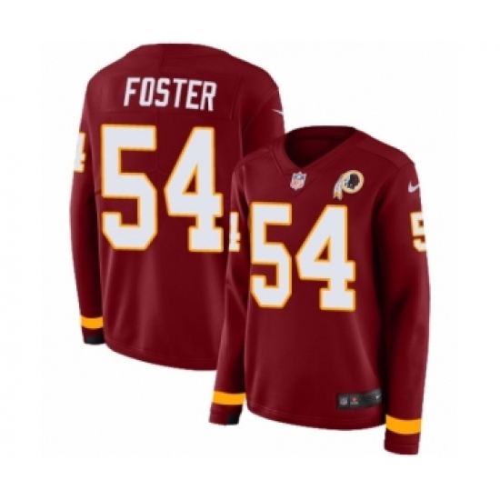 Women's Nike Washington Redskins 54 Mason Foster Limited Burgundy Therma Long Sleeve NFL Jersey