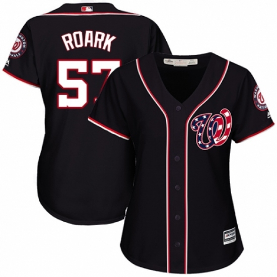 Women's Majestic Washington Nationals 57 Tanner Roark Authentic Navy Blue Alternate 2 Cool Base MLB Jersey