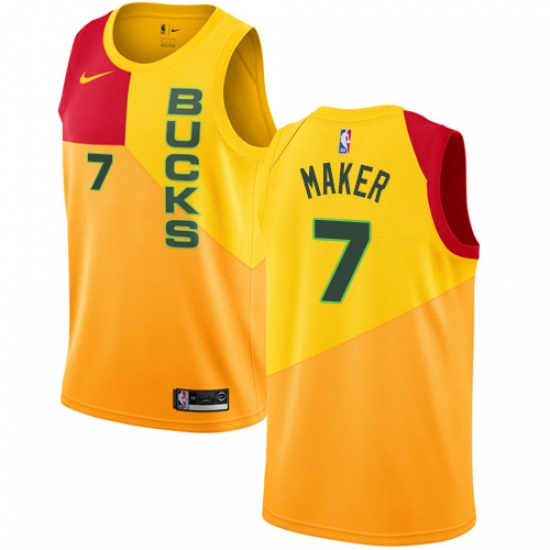 Women's Nike Milwaukee Bucks 7 Thon Maker Swingman Yellow NBA Jersey - City Edition