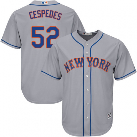 Men's Majestic New York Mets 52 Yoenis Cespedes Replica Grey Road Cool Base MLB Jersey