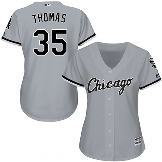 Women's Majestic Chicago White Sox 35 Frank Thomas Authentic Grey Road Cool Base MLB Jersey