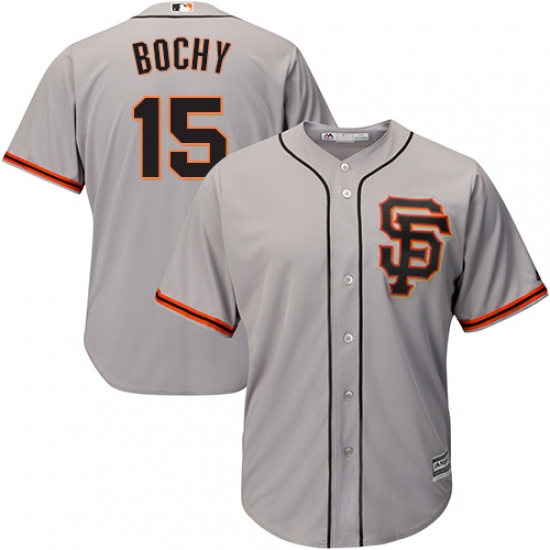 Men's Majestic San Francisco Giants 15 Bruce Bochy Replica Grey Road 2 Cool Base MLB Jersey