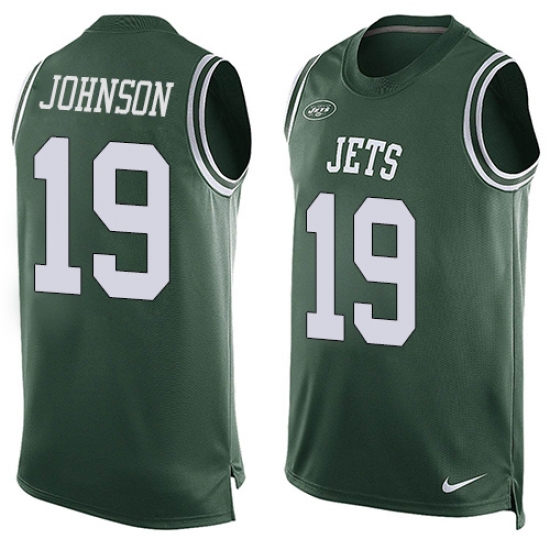 Men's Nike New York Jets 19 Keyshawn Johnson Limited Green Player Name & Number Tank Top NFL Jersey