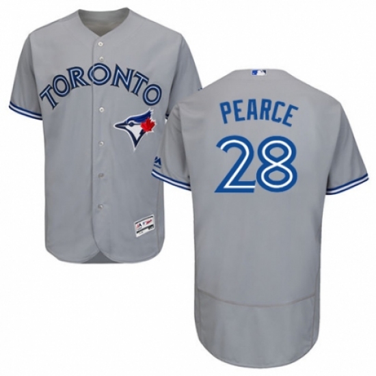 Men's Majestic Toronto Blue Jays 28 Steve Pearce Grey Road Flex Base Authentic Collection MLB Jersey