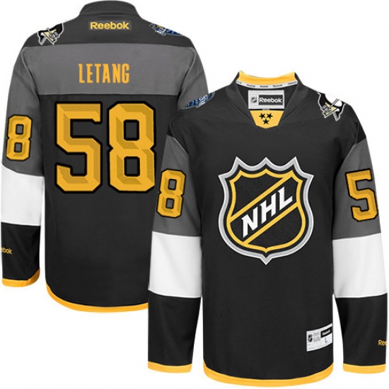 Men's Reebok Pittsburgh Penguins 58 Kris Letang Authentic Black 2016 All Star NHL Jersey