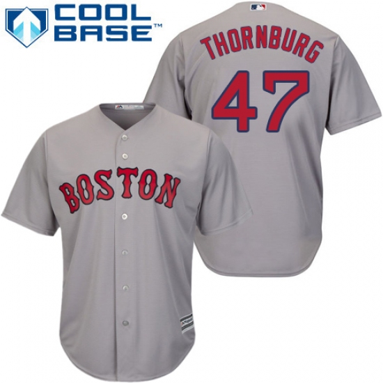 Youth Majestic Boston Red Sox 47 Tyler Thornburg Authentic Grey Road Cool Base 2018 World Series Champions MLB Jersey