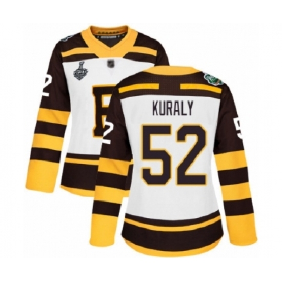 Women's Boston Bruins 52 Sean Kuraly Authentic White Winter Classic 2019 Stanley Cup Final Bound Hockey Jersey