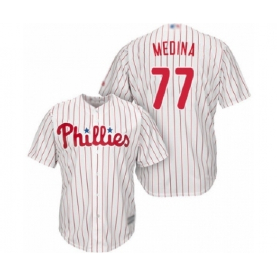 Youth Philadelphia Phillies 77 Adonis Medina Authentic White Red Strip Home Cool Base Baseball Player Jersey