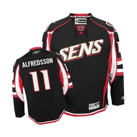 Women's Reebok Ottawa Senators 11 Daniel Alfredsson Authentic Black Third NHL Jersey