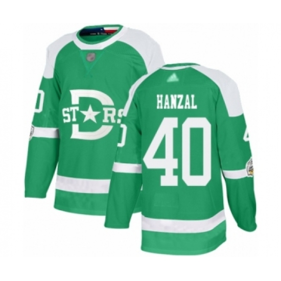 Men's Dallas Stars 40 Martin Hanzal Authentic Green 2020 Winter Classic Hockey Jersey