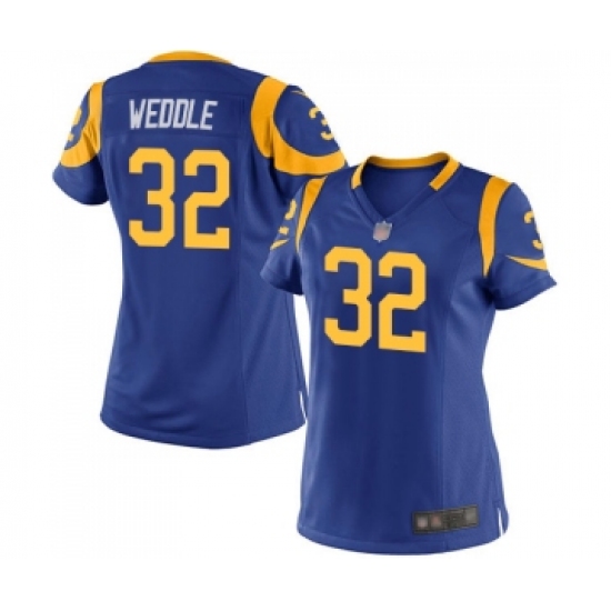 Women's Los Angeles Rams 32 Eric Weddle Game Royal Blue Alternate Football Jersey