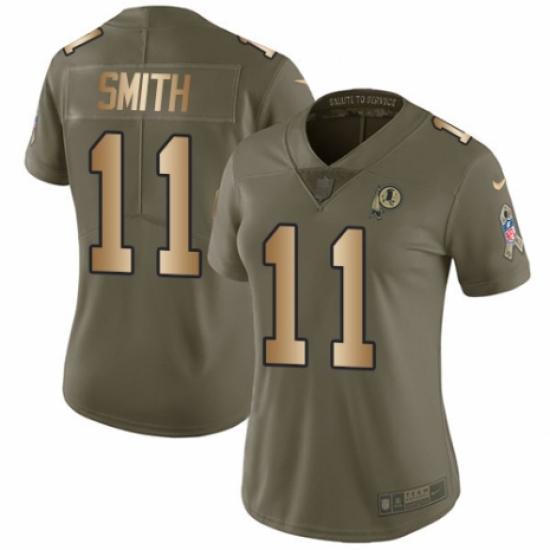 Women's Nike Washington Redskins 11 Alex Smith Limited Olive/Gold 2017 Salute to Service NFL Jersey