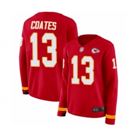 Women's Kansas City Chiefs 13 Sammie Coates Limited Red Therma Long Sleeve Football Jersey