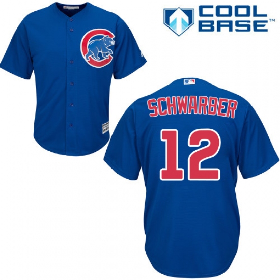 Youth Majestic Chicago Cubs 12 Kyle Schwarber Authentic Royal Blue Alternate Cool Base MLB Jersey