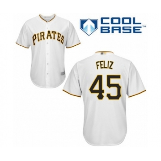 Youth Pittsburgh Pirates 45 Michael Feliz Authentic White Home Cool Base Baseball Player Jersey