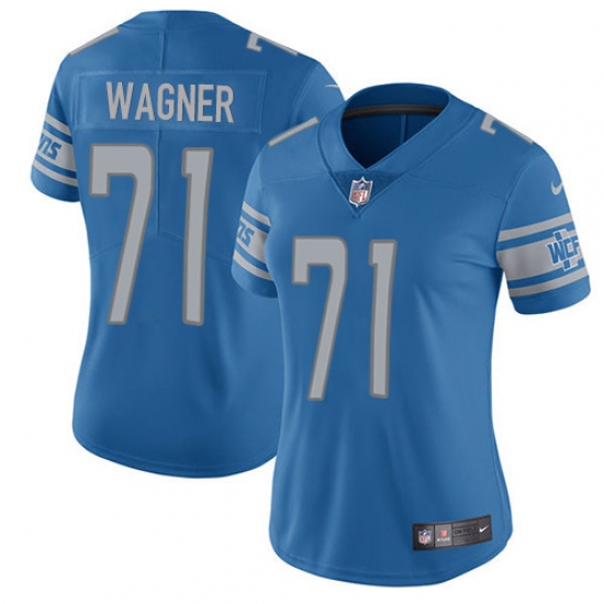 Women's Nike Detroit Lions 71 Ricky Wagner Limited Light Blue Team Color Vapor Untouchable NFL Jersey