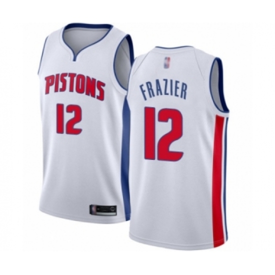 Women's Detroit Pistons 12 Tim Frazier Authentic White Basketball Jersey - Association Edition