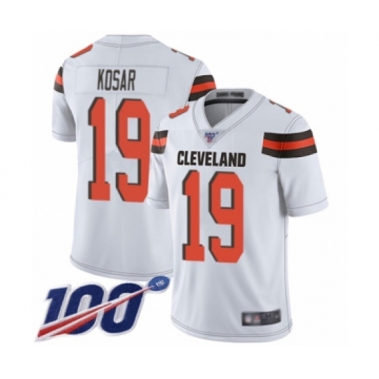 Men's Cleveland Browns 19 Bernie Kosar White Vapor Untouchable Limited Player 100th Season Football Jersey