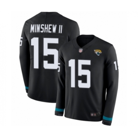 Men's Jacksonville Jaguars 15 Gardner Minshew II Limited Black Therma Long Sleeve Football Jersey