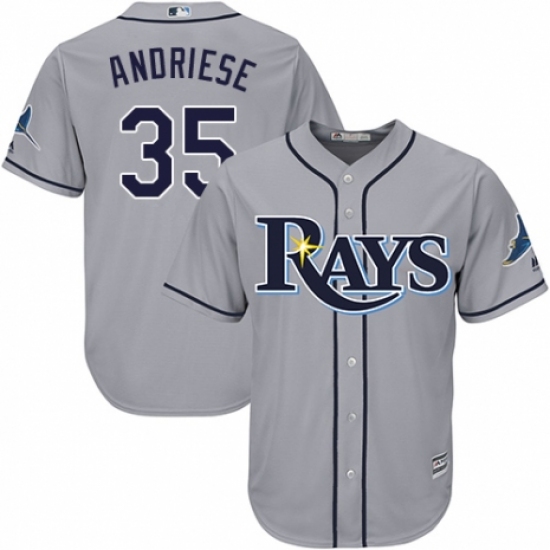 Men's Majestic Tampa Bay Rays 35 Matt Andriese Replica Grey Road Cool Base MLB Jersey