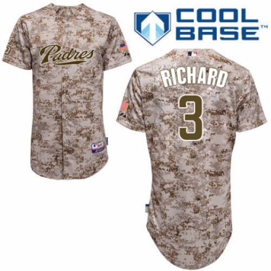 Men's Majestic San Diego Padres 3 Clayton Richard Authentic Camo Alternate 2 Cool Base MLB Jersey