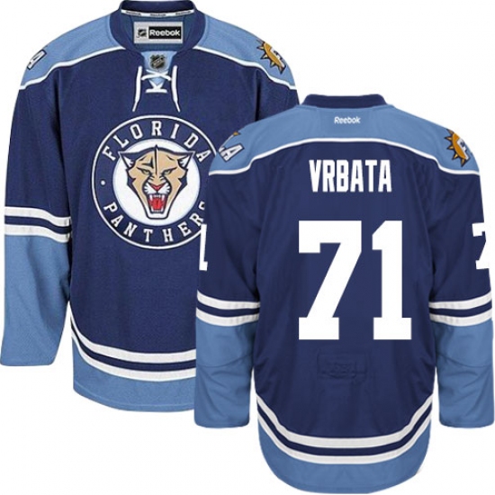 Men's Reebok Florida Panthers 71 Radim Vrbata Authentic Navy Blue Third NHL Jersey