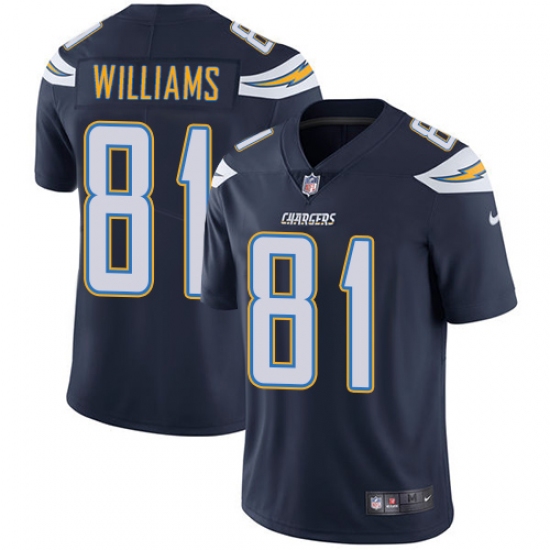 Men's Nike Los Angeles Chargers 81 Mike Williams Navy Blue Team Color Vapor Untouchable Limited Player NFL Jersey