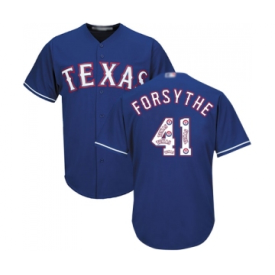 Men's Texas Rangers 41 Logan Forsythe Authentic Royal Blue Team Logo Fashion Cool Base Baseball Jersey