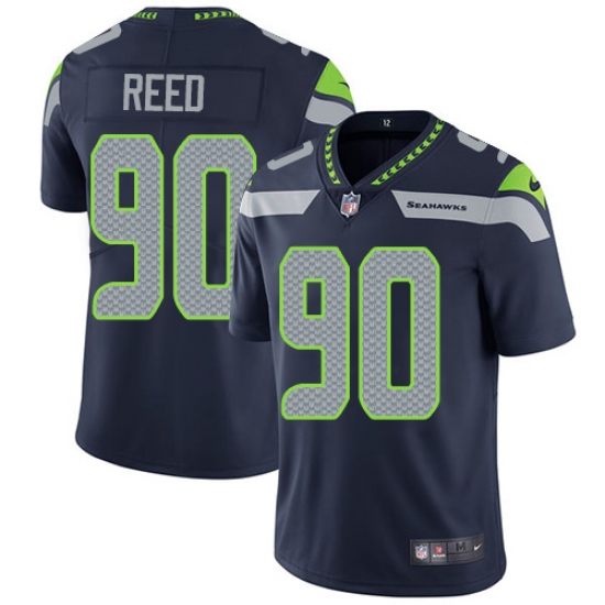 Youth Nike Seattle Seahawks 90 Jarran Reed Steel Blue Team Color Vapor Untouchable Limited Player NFL Jersey