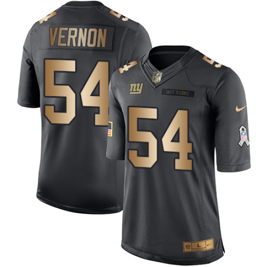 Youth Nike New York Giants 54 Olivier Vernon Limited Black/Gold Salute to Service NFL Jersey