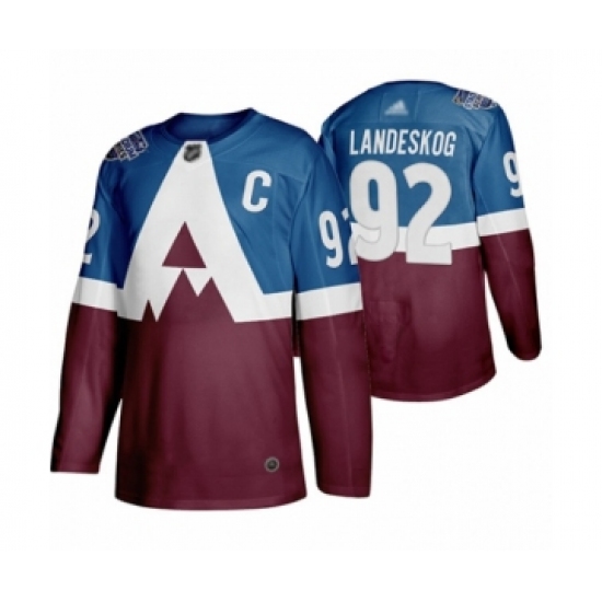 Youth Colorado Avalanche 92 Gabriel Landeskog Authentic Burgundy Blue 2020 Stadium Series Hockey Jersey