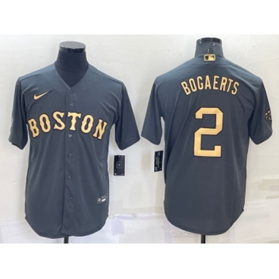 Men's Boston Red Sox 2 Xander Bogaerts Grey 2022 All Star Stitched Cool Base Nike Jersey