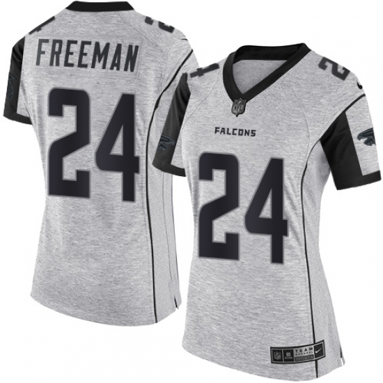 Women's Nike Atlanta Falcons 24 Devonta Freeman Limited Gray Gridiron II NFL Jersey