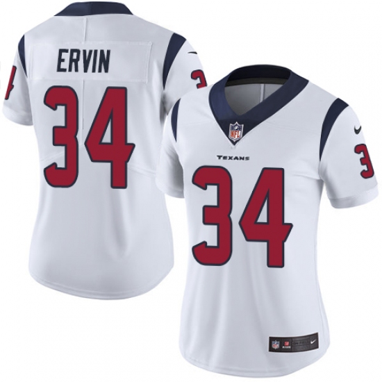 Women's Nike Houston Texans 34 Tyler Ervin Elite White NFL Jersey