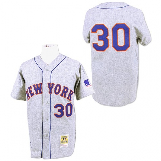 Men's Mitchell and Ness 1969 New York Mets 30 Nolan Ryan Authentic Grey Throwback MLB Jersey