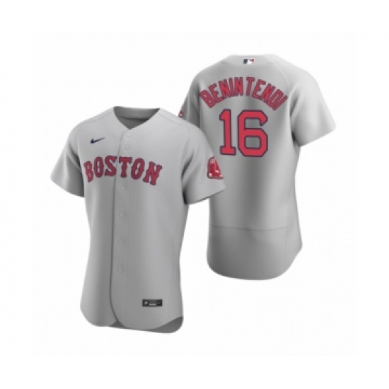 Men's Boston Red Sox 16 Andrew Benintendi Nike Gray Authentic Road Jersey