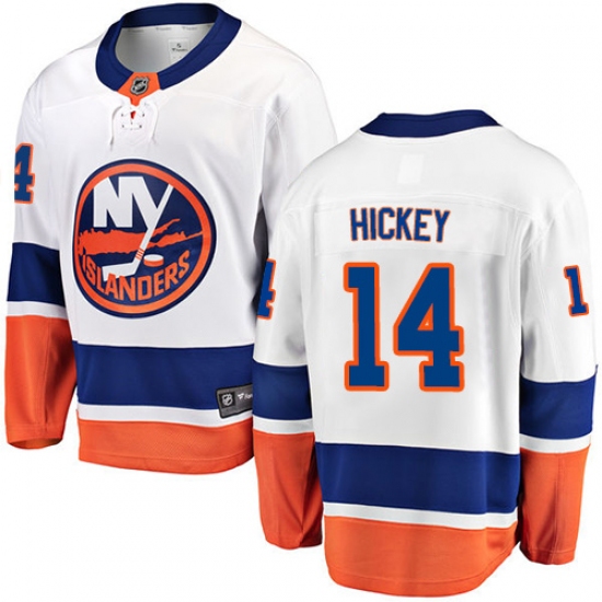 Men's New York Islanders 14 Thomas Hickey Fanatics Branded White Away Breakaway NHL Jersey