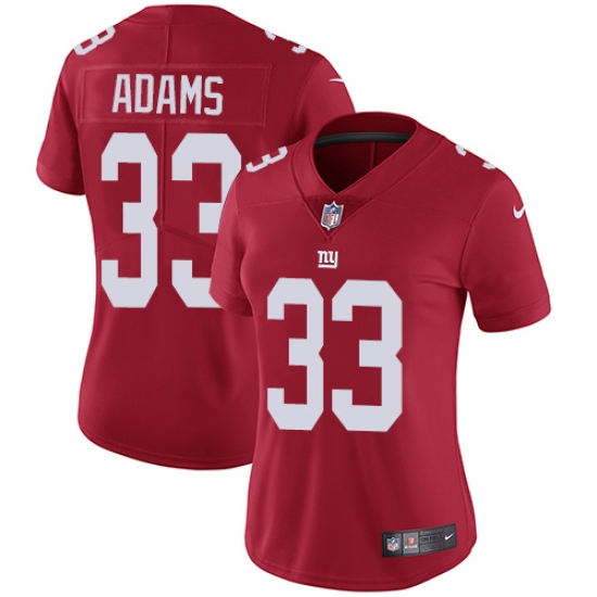 Women's Nike New York Giants 33 Andrew Adams Red Alternate Vapor Untouchable Limited Player NFL Jersey