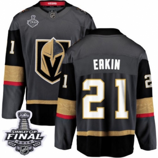 Youth Vegas Golden Knights 21 Cody Eakin Authentic Black Home Fanatics Branded Breakaway 2018 Stanley Cup Final NHL Jersey