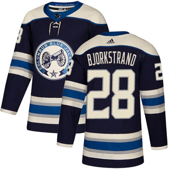 Men's Adidas Columbus Blue Jackets 28 Oliver Bjorkstrand Authentic Navy Blue Alternate NHL Jersey