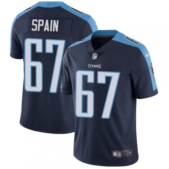 Youth Nike Tennessee Titans 67 Quinton Spain Navy Blue Alternate Vapor Untouchable Limited Player NFL Jersey