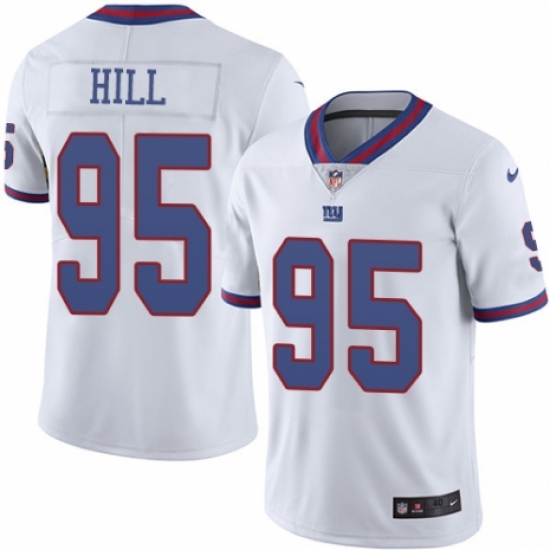 Men's Nike New York Giants 95 B.J. Hill Elite White Rush Vapor Untouchable NFL Jersey