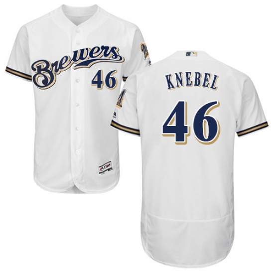 Men's Majestic Milwaukee Brewers 46 Corey Knebel White Flexbase Authentic Collection MLB Jersey