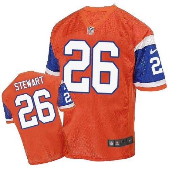 Men's Nike Denver Broncos 26 Darian Stewart Elite Orange Throwback NFL Jersey