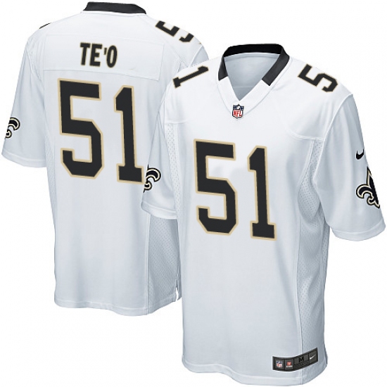 Men's Nike New Orleans Saints 51 Manti Te'o Game White NFL Jersey