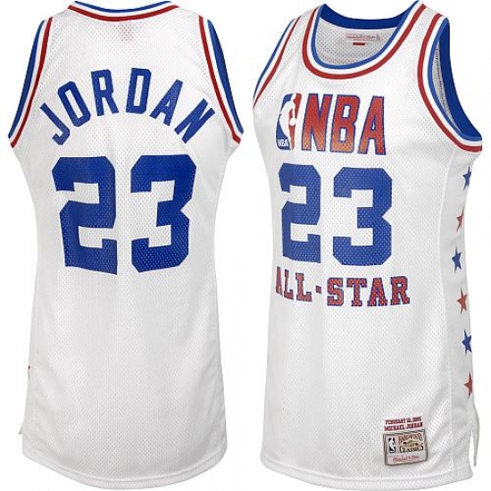 Men's Mitchell and Ness Chicago Bulls 23 Michael Jordan Swingman White 1985 All Star Throwback NBA Jersey