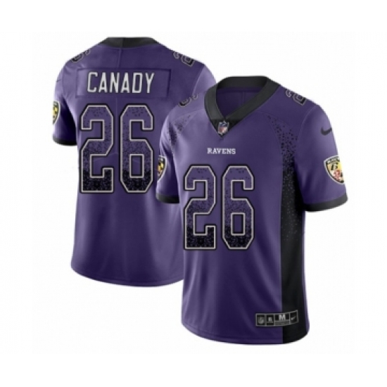 Men's Nike Baltimore Ravens 26 Maurice Canady Limited Purple Rush Drift Fashion NFL Jersey