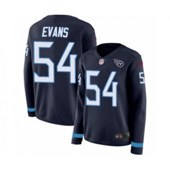 Women's Nike Tennessee Titans 54 Rashaan Evans Limited Navy Blue Therma Long Sleeve NFL Jersey