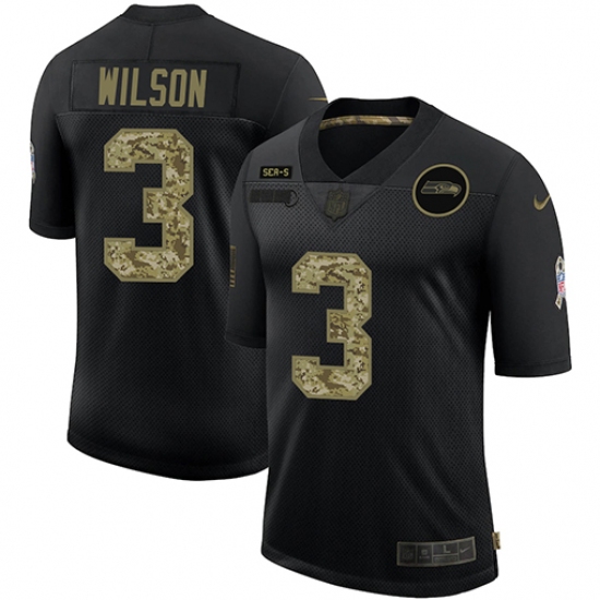 Men's Seattle Seahawks 3 Russell Wilson Camo 2020 Salute To Service Limited Jersey