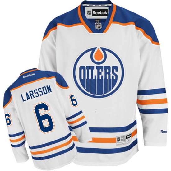 Men's Reebok Edmonton Oilers 6 Adam Larsson Authentic White Away NHL Jersey